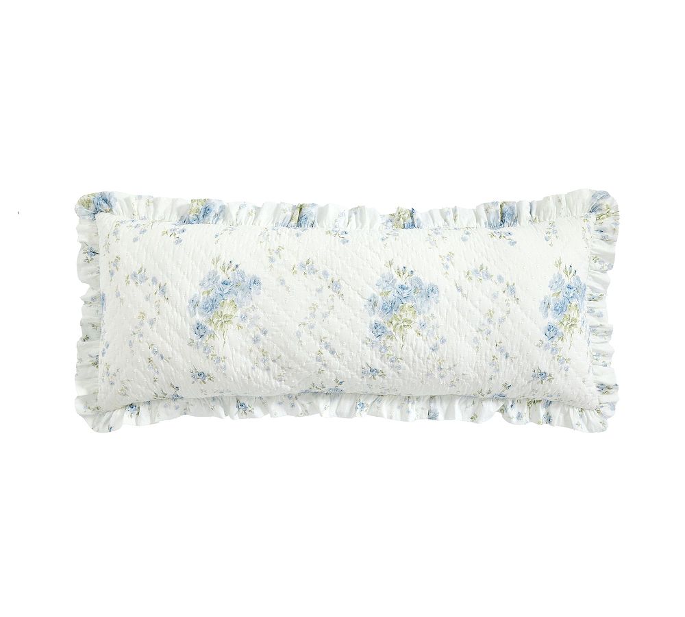 LoveShackFancy Blue Rose Ruffle Filled Lumbar Pillow - Blue Multi, One Size