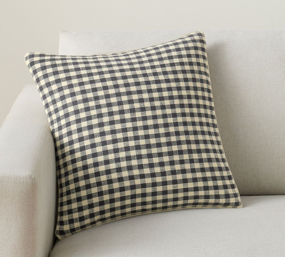 Blaine Check Pillow Cover - Charcoal, 18"