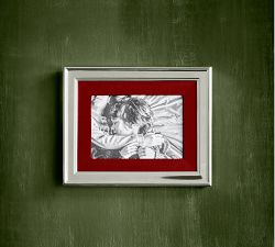 Personalized Silver-Plated Grosgrain Ribbon Mat Frame - Red