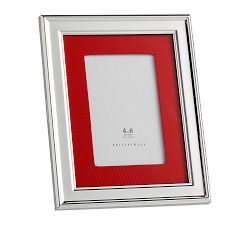 Personalized Silver-Plated Grosgrain Ribbon Mat Frame - Red