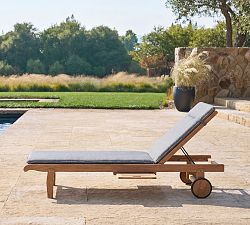 Ardine Teak Outdoor Single Chaise Lounge with Wheels