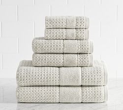 Open Box: Waffle Tyne Towel Bundle, Set of 6 - Dolphin Gray