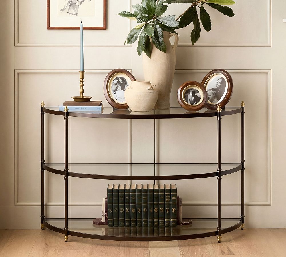 Marlette Demilune Glass Console Table (40") by Pottery Barn