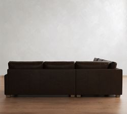 PB Comfort Modern Square Arm Leather 3-Piece L-Shaped Sleeper Sectional (119")