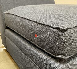 Open Box: Pearce Upholstered Right Bumper - Performance Chateau Basketweave Navy, Espresso Finish