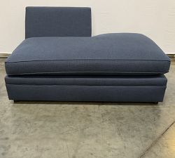 Open Box: Pearce Upholstered Right Bumper - Performance Chateau Basketweave Navy, Espresso Finish