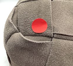 Open Box: Suede Basketweave Pouf, 18 x 18 x 14" - Brindle