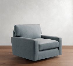 Open Box: Turner Square Arm Swivel Chair without Nailheads - Performance Casual Chenille Slate