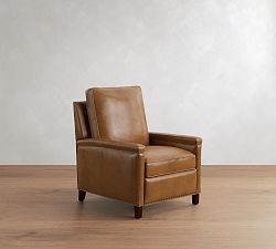 Open Box: Tyler Square Arm Leather Manual Tall Recliner with Nailheads (41") - Vintage Caramel, Espresso