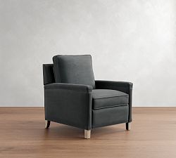 Open Box: Tyler Square Arm Upholstered Recliner without Nailheads - Performance Everydayvelvet Slate, Seadrift Finish