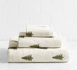 Open Box: Pine Tree Reversible Jacquard Hand Towel - Ivory/Juniper