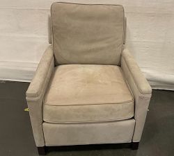 Open Box: Tyler Square Arm Leather Manual Recliner without Nailheads (38") - Nubuck Sand, Espresso
