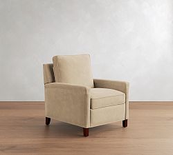 Open Box: Tyler Square Arm Leather Manual Recliner without Nailheads (38") - Nubuck Sand, Espresso