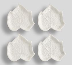 Figural Leaf Stoneware Appetizer Plates - Set of 4