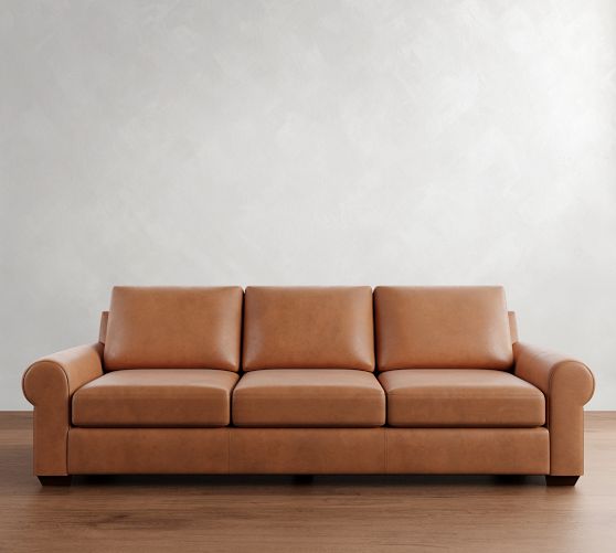 Big Sur Roll Arm Leather Sofa (78"-107") by Pottery Barn
