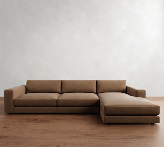 Carmel Lounge Leather Chaise Sectional (112"-134") by Pottery Barn