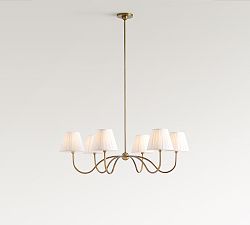 Open Box: Baylor Round Pleated Shade Chandelier (38") - Tumbled Brass