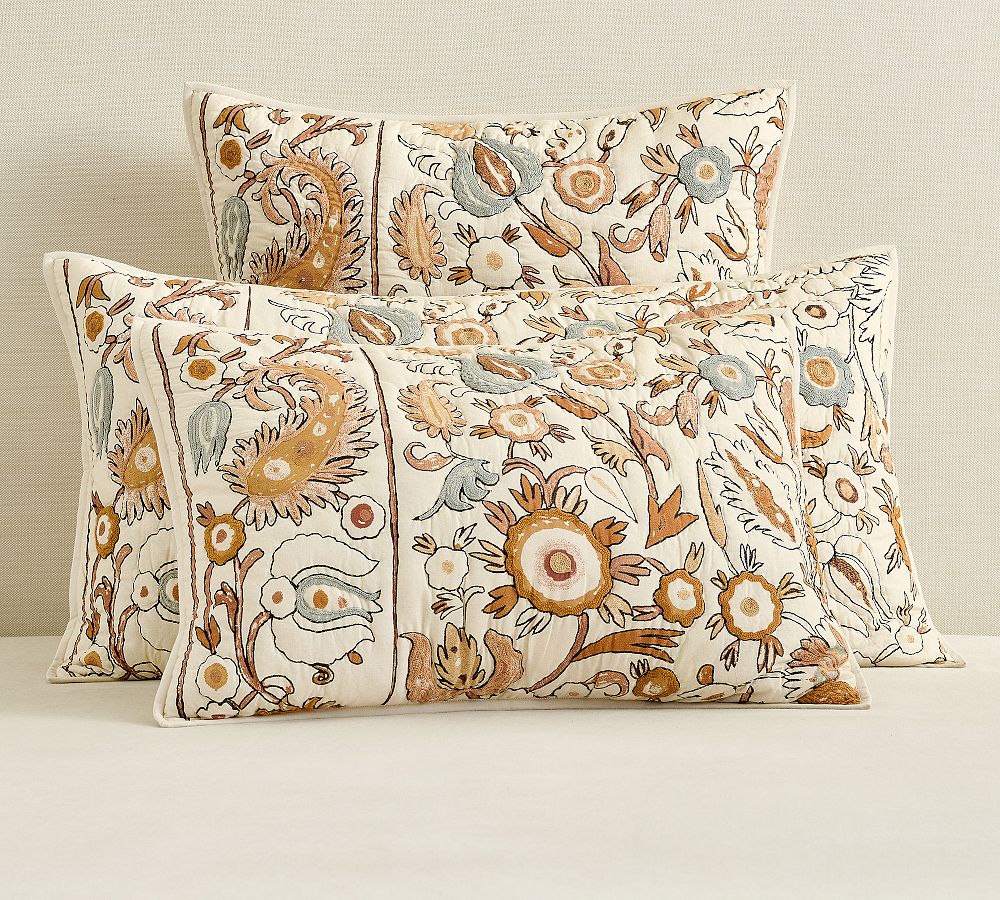 Calista Embroidery Quilted Sham by Pottery Barn