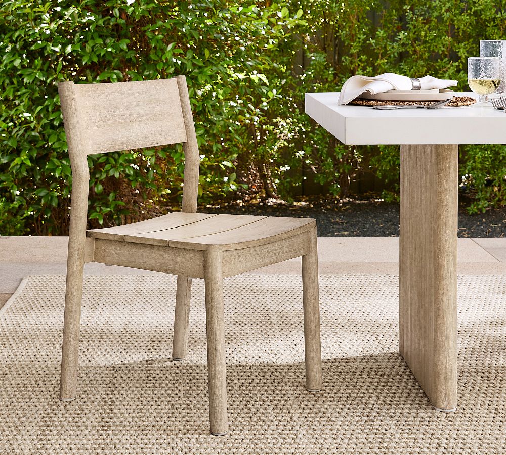 Cayman Eucalyptus Outdoor Stackable Dining Chair by Pottery Barn