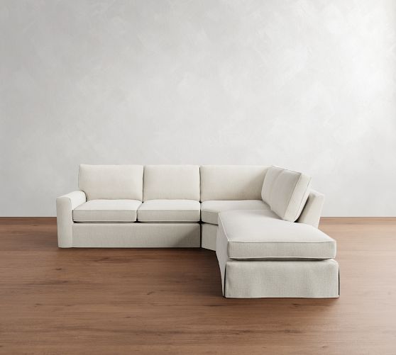 Pearce Square Arm Slipcovered 3-Piece Bumper Sectional (118") by Pottery Barn