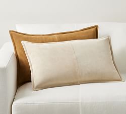 Pieced Suede Lumbar Pillow Cover