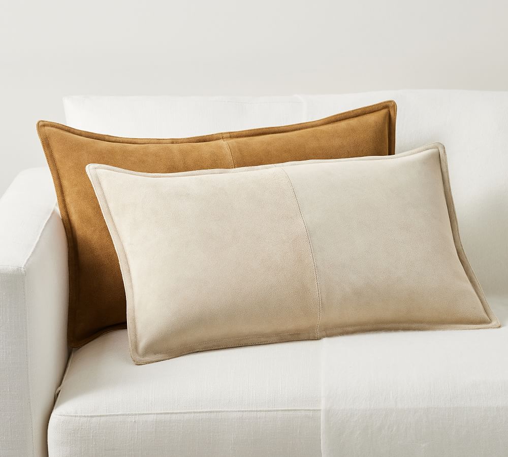 Pieced Suede Lumbar Pillow Cover by Pottery Barn