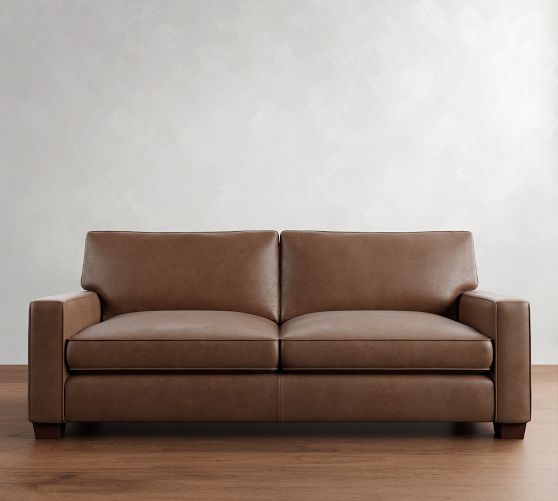 PB Comfort Square Arm Leather Sofa (62"-88") by Pottery Barn