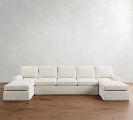 Pearce Square Arm Slipcovered Double Chaise Sectional (124"-175") by Pottery Barn