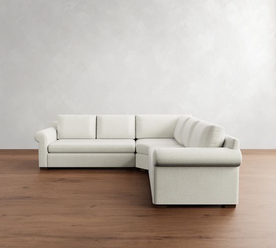 Shasta Roll Arm 3-Piece L-Shaped Wedge Sectional (105"-110") by Pottery Barn