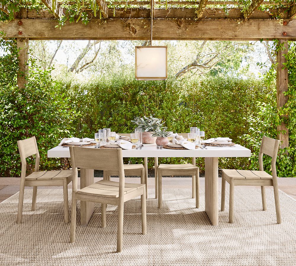 Cayman Concrete & Eucalyptus Rectangular Outdoor Dining Table (73") by Pottery Barn