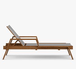 Indio Eucalyptus &amp; Mesh Stackable Outdoor Single Chaise Lounge, Set of 2