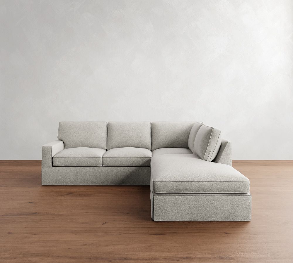 PB Comfort Square Arm Slipcovered 3-Piece Bumper Sectional (106") by Pottery Barn