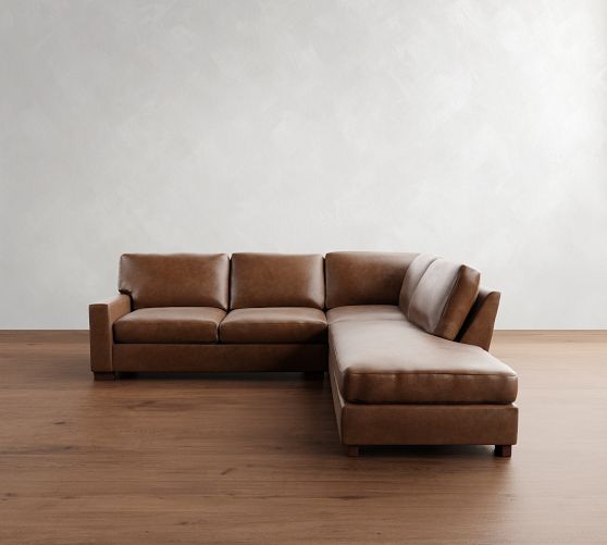 Turner Square Arm Leather 3-Piece Bumper Sectional (106"-111") by Pottery Barn