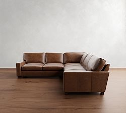 Turner Square Arm Leather 3-Piece L-Shaped Sectional (106"&ndash;111")