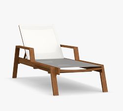 Indio Eucalyptus &amp; Mesh Stackable Outdoor Single Chaise Lounge, Set of 2