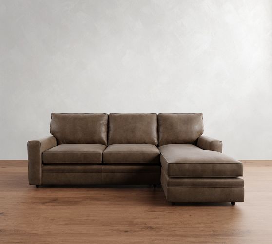 Pearce Square Arm Leather Chaise Sectional (104") by Pottery Barn