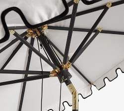 Scalloped Round Metal Umbrella with Brass Accents (9')