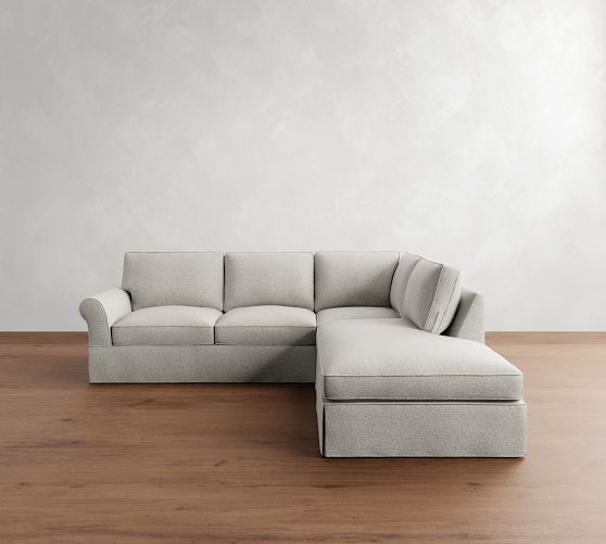 PB Comfort Roll Arm Slipcovered 3-Piece Bumper Sectional (108") by Pottery Barn