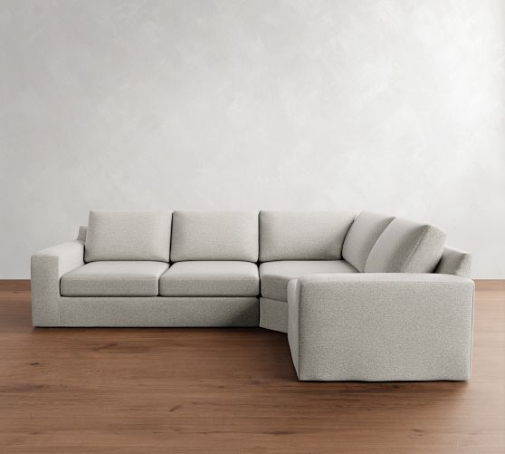 Big Sur Square Arm Slipcovered 3-Piece Wedge Sectional (123") by Pottery Barn