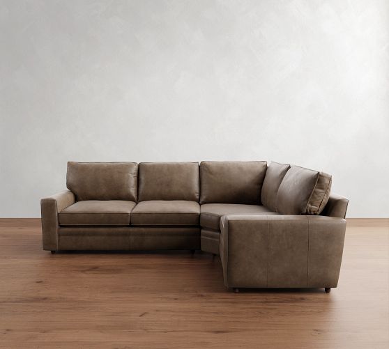 Pearce Square Arm Leather 3-Piece Wedge Sectional (120") by Pottery Barn