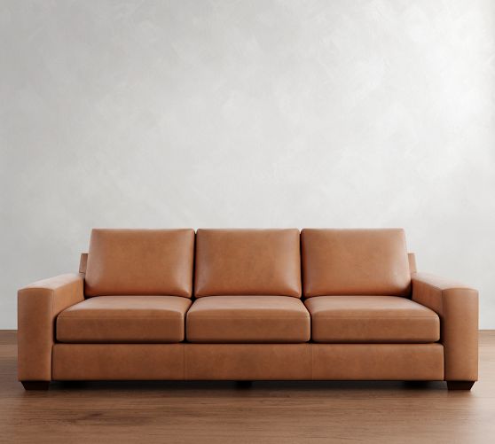 Big Sur Square Arm Leather Sofa (76"-105") by Pottery Barn