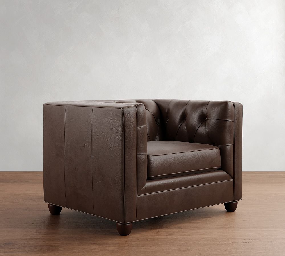 Chesterfield Square Arm Leather Chair by Pottery Barn