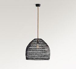 Flora Wicker Round Indoor/Outdoor Pendant (19"-22")
