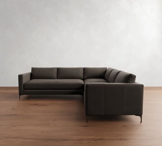 Jake Leather 3-Piece L-Shaped Sectional (108"-111") by Pottery Barn