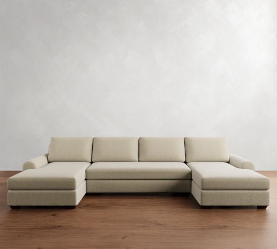 Big Sur Roll Arm Double Chaise Sectional (145"-198") by Pottery Barn