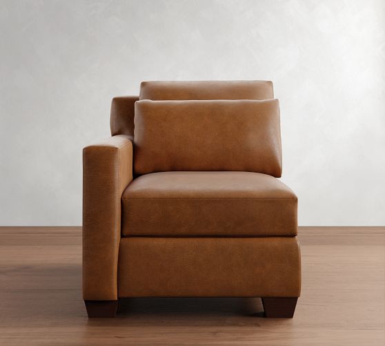 Build Your Own York Square Arm Deep Seat Leather Sectional by Pottery Barn