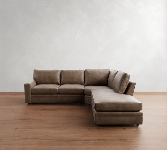 Pearce Square Arm Leather 3-Piece Bumper Sectional (120") by Pottery Barn
