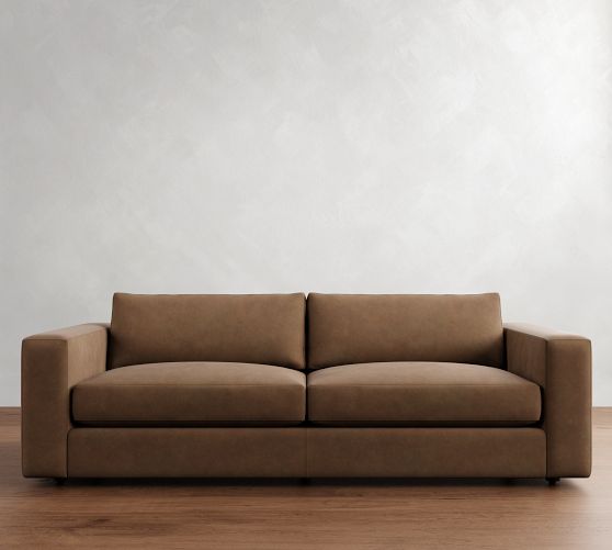 Carmel Wide Arm Leather Sofa (62"-122") by Pottery Barn