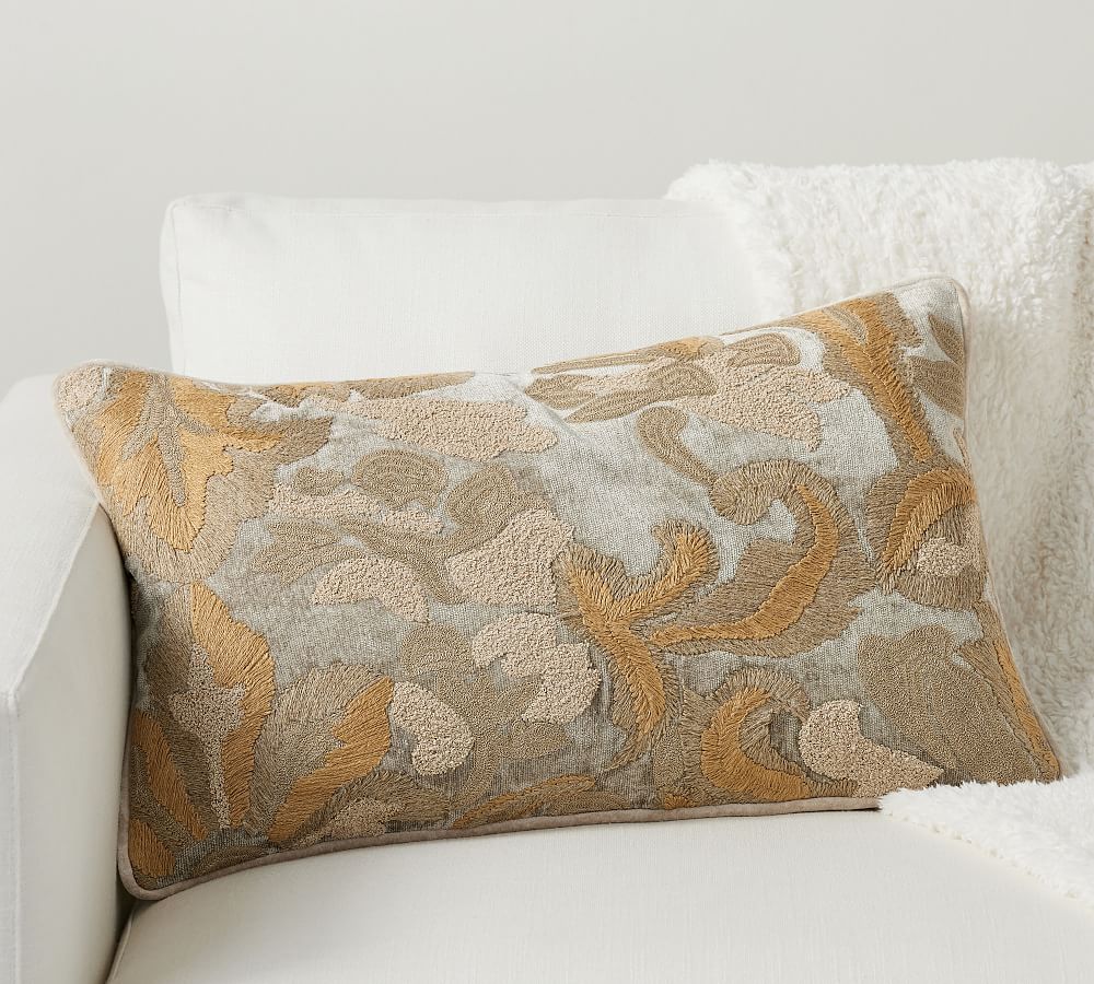 Eleonora Embroidered Lumbar Pillow Cover by Pottery Barn