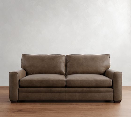 Pearce Square Arm Leather Sofa (64"-91") by Pottery Barn